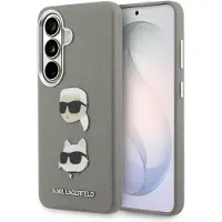 Karl Lagerfeld Saffiano Double Heads metallveske for Samsung Galaxy S26 - sølv