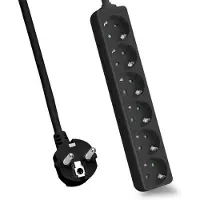 Helos stikkontaktlist CLASSIC, 6-veis, svart, 1,5 m, uten bryter
