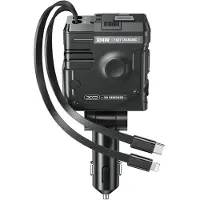24hShop XO Billader med 1xUSB, 1xUSB-C 104W med innebygd USB-C- og Lightning-kabel