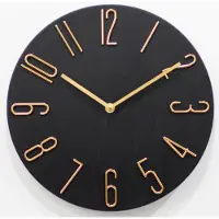24.Se Minimalistisk analog veggklokke 30 cm - Svart/gull