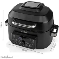 Nedis KAAFG600BK, Varmluftsfrityr, 6 l, 120 °C, 265 °C, 120 min, Single/enkelt