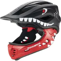 RockBros TT-32006 Shark sykkelhjelm for barn med avtakbar kjeve i størrelse S (48-52) - Svart