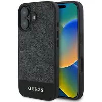 GUESS 4G-etui med bunnstripe for iPhone 16 Plus 6,7" - grå