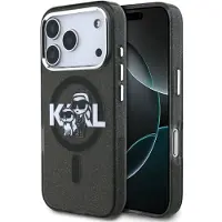 Karl Lagerfeld IML Glitter Karl & Choupette Sketch Logo MagSafe-etui for iPhone 17 Pro - Svart