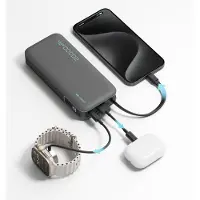Cuktech CUKP200NGLLG 55W 20000mAh powerbank med innebygd USB-C-kabel - hvit