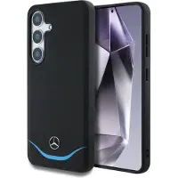Mercedes MagSafe-etui i skinn med blå kontrast for Samsung Galaxy S25 - Svart