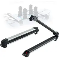 Vevor takstativ for ski og snowboard, plass til opptil 4 par ski eller 2 snowboard, 2 stk. universal takstativ i aluminium med lås og gummipolstring, holder for fiskestang, passer til de fleste tverrs