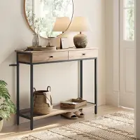 24hShop Konsollbord i tre og metall med 2 skuffer / hallbord i industriell stil