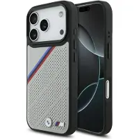 BMW M Tricolor MagSafe-etui med metallogo for iPhone 17 Pro - grå