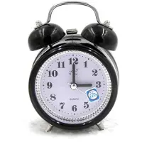 24hShop Klassisk vekkerklokke med lys og superstille mekanisme