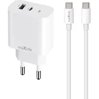 MaXlife USB-lader PD QC 30W med USB og USB-C + USB-C-kabel 60W