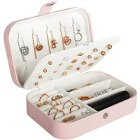 24hShop Smykkeskrin rosa / smykkeoppbevaring / skrin for ringer og halskjeder / reiseetui for smykker