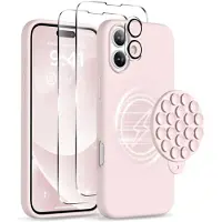24hShop Skall med Magsafe og sugekopp + skjerm- og linsebeskyttelse for iPhone 16 - Rosa