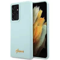 GUESS GUHCS21LLSLMGLB S21 Ultra G998 blå/blå hardcase Silikon Script Metal Logo
