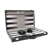 24.Se Backgammon med Veske - Luksus Spillsett i Imitert Skinn