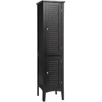 24hShop Baderomsskap med dører og hyller / Smalt høyskap / Baderomsmøbel 160 cm – svart