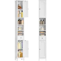24hShop Baderomsskap 180x21,4x19,5cm / smalt høyskap / baderomsoppbevaring / oppbevaringsskap med skuff / skap