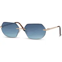 24hShop Elegante Unisex Solbriller – Gull Metallramme med Blå Glass - UV-beskyttelse Kategori 2
