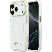 GUESS IML Gradient Script MagSafe-etui i metall for iPhone 17 Pro - Hvit
