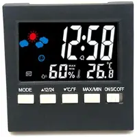 24.Se Digital klokke med termometer og fuktmåler