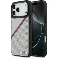 BMW M Tricolor MagSafe-etui med metallogo for iPhone 17 Pro Max - grå