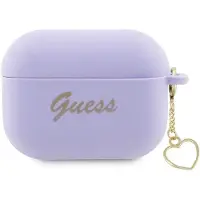 GUESS GUAP2LSCHSU AirPods Pro 2-deksel lilla/lilla Silikon Charm Heart Collection