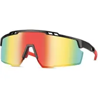24.Se Sporty solbriller med speilglass og svart innfatning