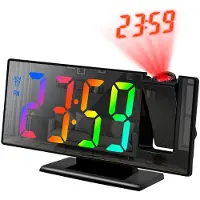 24hShop Vekkerklokke med LED-projektor og multifunksjonell speildesign