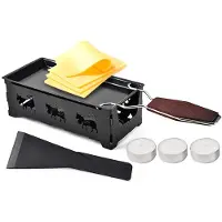 24hShop Bærbart raclettesett / mini raclette med telys / raclettejern uten strøm