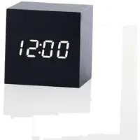 24hShop Vekkerklokke i tre med LED-skjerm - Svart / Hvit