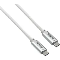 Helos -tilkoblingskabel, USB 4, 40 Gbps 240W, Type-C PREMIUM-plugg, 2,0 m, hvit