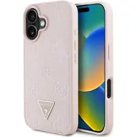 GUESS Grained Hot Stamp Peony Triangle Logo MagSafe iPhone 16 etuier - rosa
