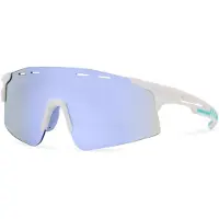 24hShop Sporty solbriller hvite med blått glass / sportssolbriller / solbriller med UV-beskyttelse / sykkelbriller