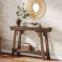 24hShop Avlastningsbord med hylle - brun / konsollbord / sidebord i tre med oppbevaring