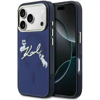 Karl Lagerfeld IML Choupettes Karl Script Logo MagSafe-etui for iPhone 17 Pro - Blå
