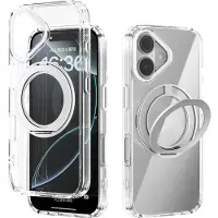 24hShop Bakre skall med MagSafe og mobilring for iPhone 16 - Klar/hvit
