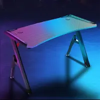 24hShop Gamingbord 140 x 60 cm / skrivebord med RGB / databord med karbonfiberstruktur / gamingskrivebord