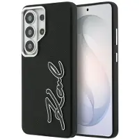 Karl Lagerfeld Grained Signature Metal Resin Logo Case for Samsung Galaxy S26 Ultra - Svart