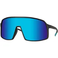 24hShop Sporty solbriller med blått speilglass og svart-innfatning