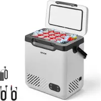 Vevor 12 volts kjøleskap, 12,68 QT/12L bilkjøleskap, bærbar elektrisk frysekompressor med håndtak, 12V/24V DC 100–240V AC, -4°F til 68℉/-20℃ til 20℃, for lastebil, varebil, bobil, SUV, båt, reise, cam