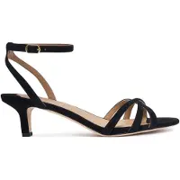Ralph Lauren for woman. 802P06395008 Allie heeled sandals in black leather (39), 3 to 5 cm, Buckle, Casual, Party, Classic