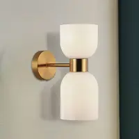 VIOKEF Memory-vegglampe, glass, bronse/hvit, 2-lampe