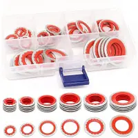 Exogio 120pcs A/C Gasket Assortment,AC Compressor Seals Automotive Air Conditioning Compressor Port Seal Washer Kit