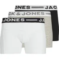 Jack & jones Sense Boxershorts 3-pak Gråmelert/Svart/Hvit (152 / 12 år)