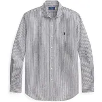 Ralph Lauren for man. 710B16700008 Navy striped Custom Fit seersucker shirt (M), Casual, Cotton, Long sleeve
