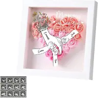 OIMG (Pink, One size) Tilpasset mamma blomst skyggeboks med barnas navn, personlig hjerteformet