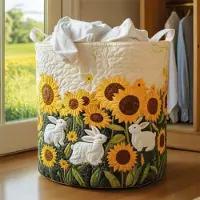 OIMG (style6 M, 1pcs) Quiltet kleskurv med håndtak, boho blomster stoff hamper, lett