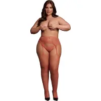 Shots Le Désir Fishnet and Lace Garterbelt Stockings - Plus Size - Korall