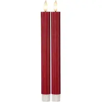 Star Trading LED-stripe, rød, 25 cm, voks, batteri, sett med 2 stk