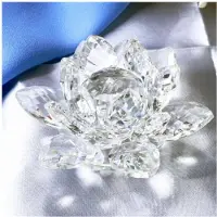 Typecat 3X A Crystal Lotus Flower Figurine Valentine Wedding Decor Glass Collection Paperweight Table Ornaments Souvenir